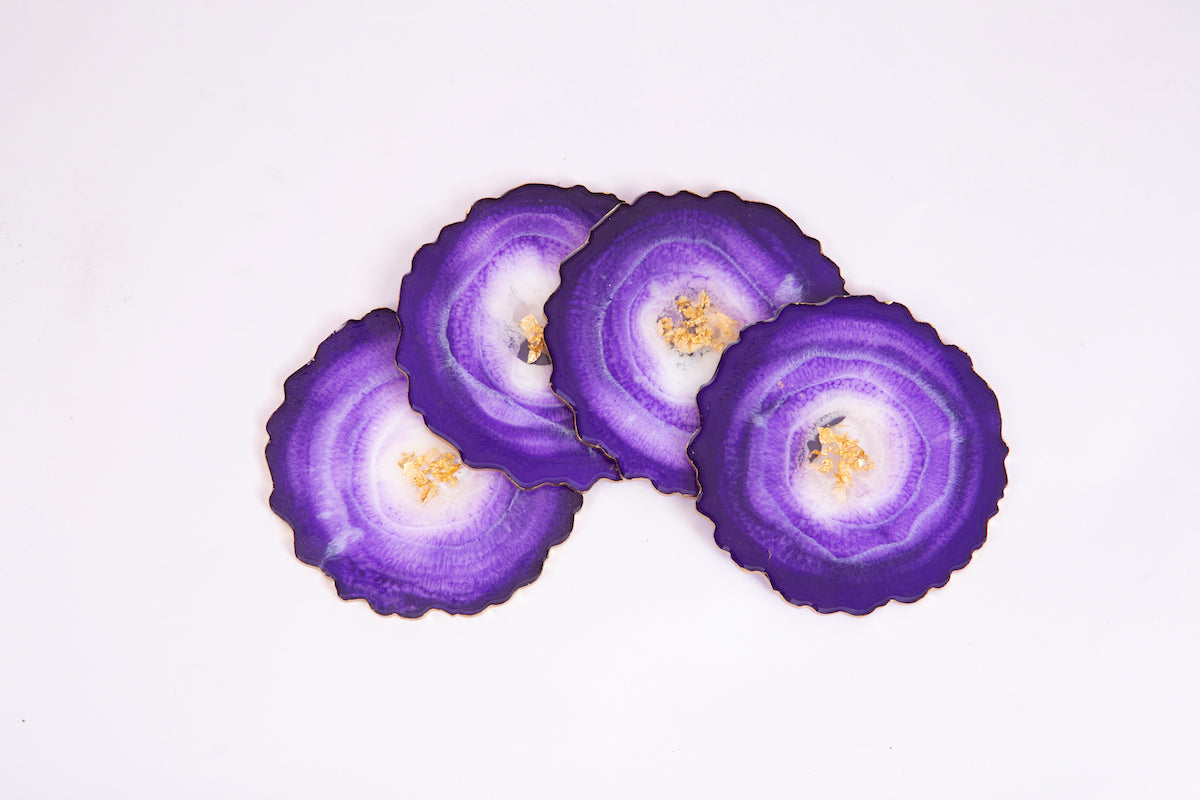 Amethyst Purple Resin Coasters (Set of 4)