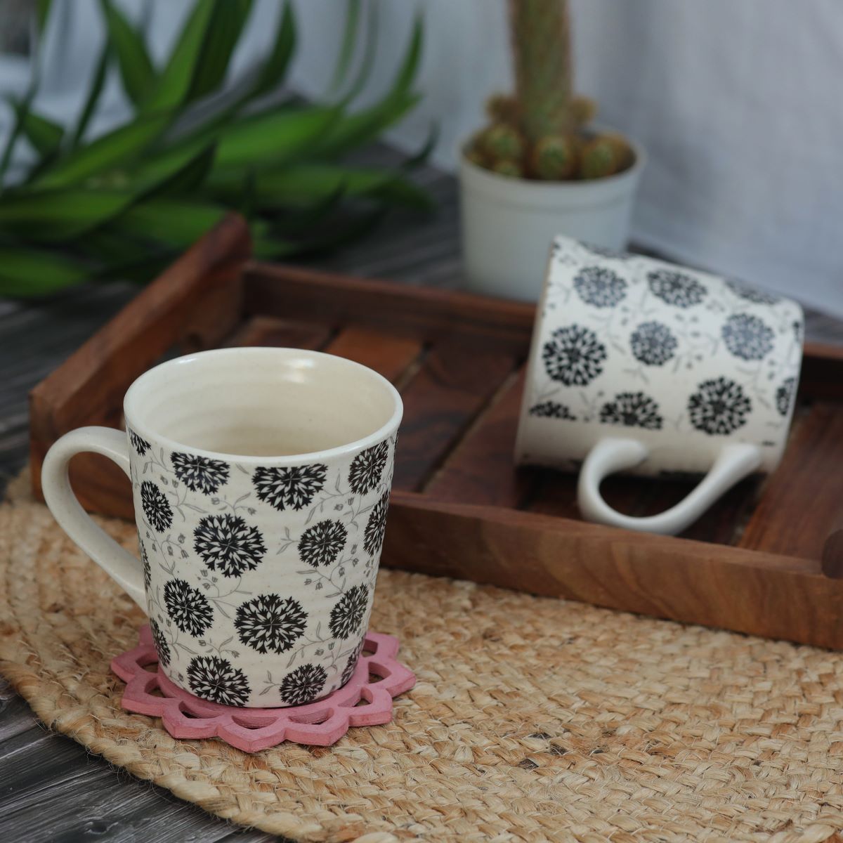 Black Pansy Flower Coffee Mug (Set of 2/4/6)
