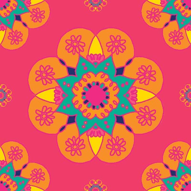 Stick-On Rangoli Mats on Canvas Square Mandala (Set of 2/4/6)