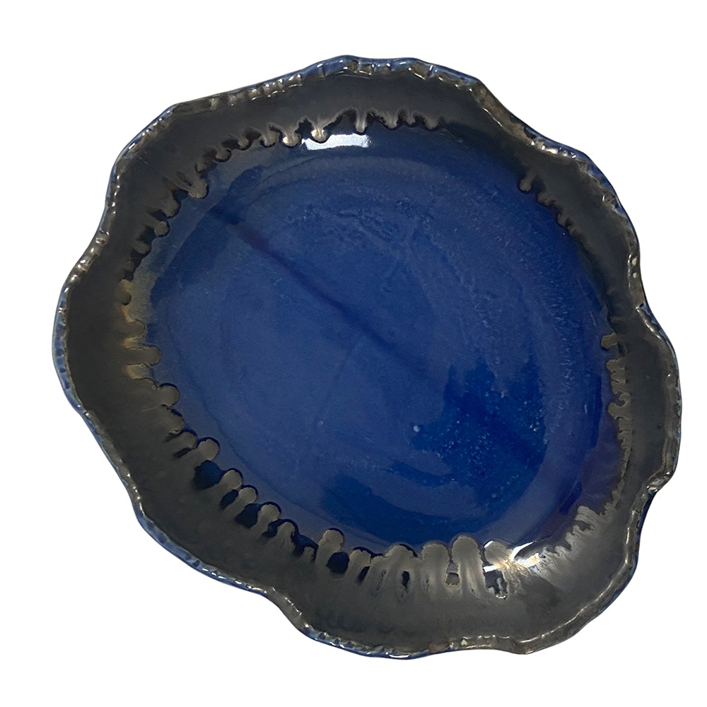 Royal Blue Uneven Glazed Ceramic Serving Platter