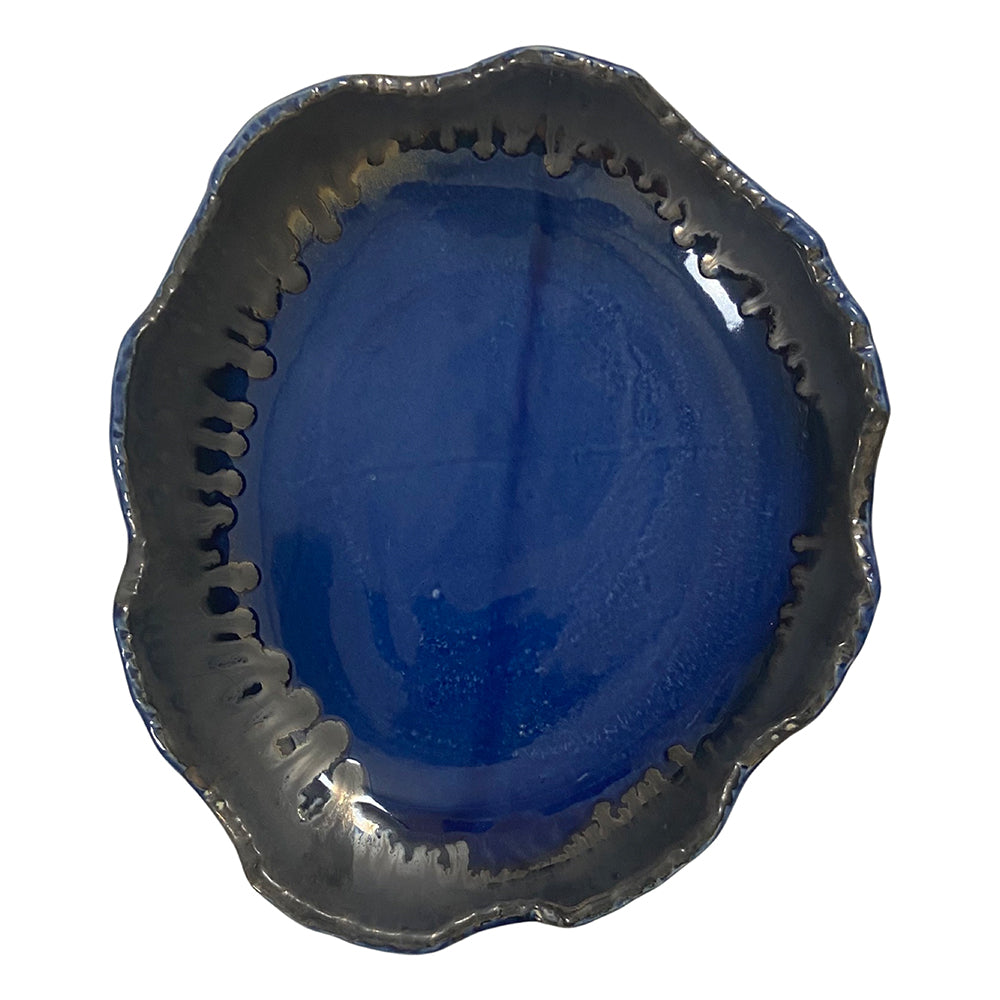 Royal Blue Uneven Glazed Ceramic Serving Platter