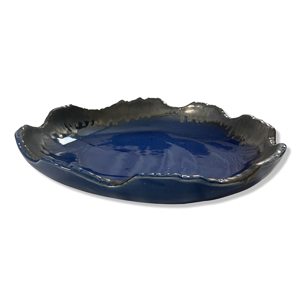 Royal Blue Uneven Glazed Ceramic Serving Platter