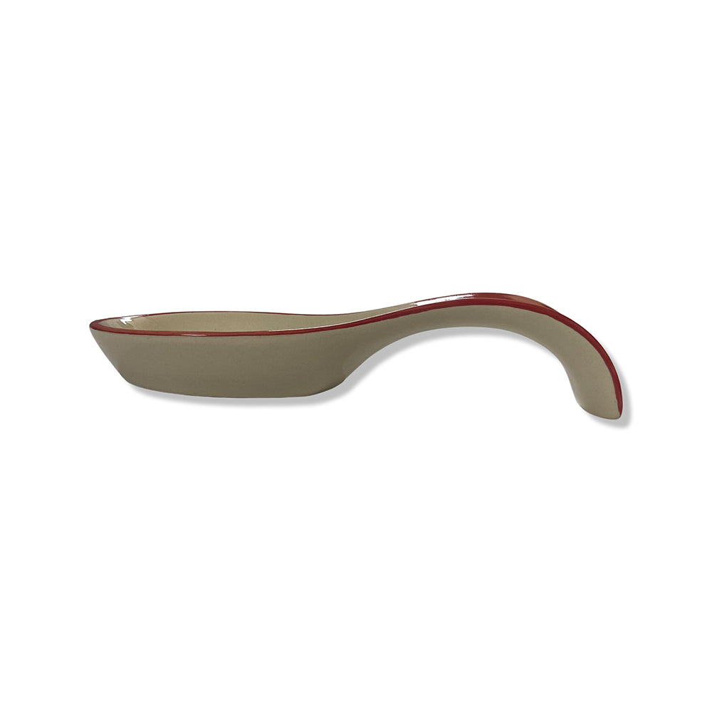 Red & White Ceramic Spoon Rest Holder