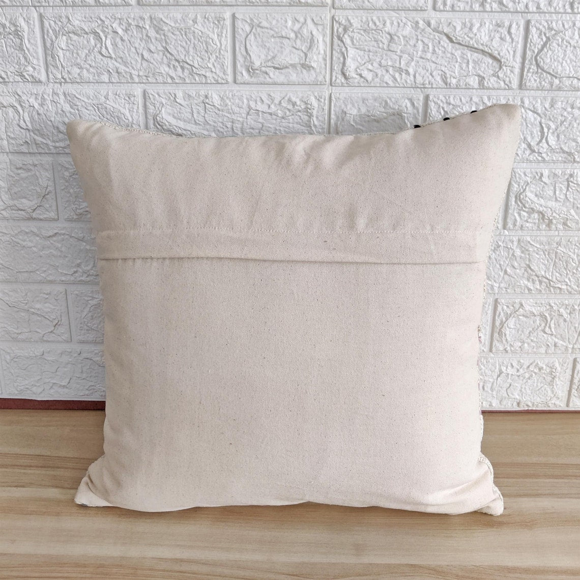 Ivory & Red Tufted Cotton Cushion Cover