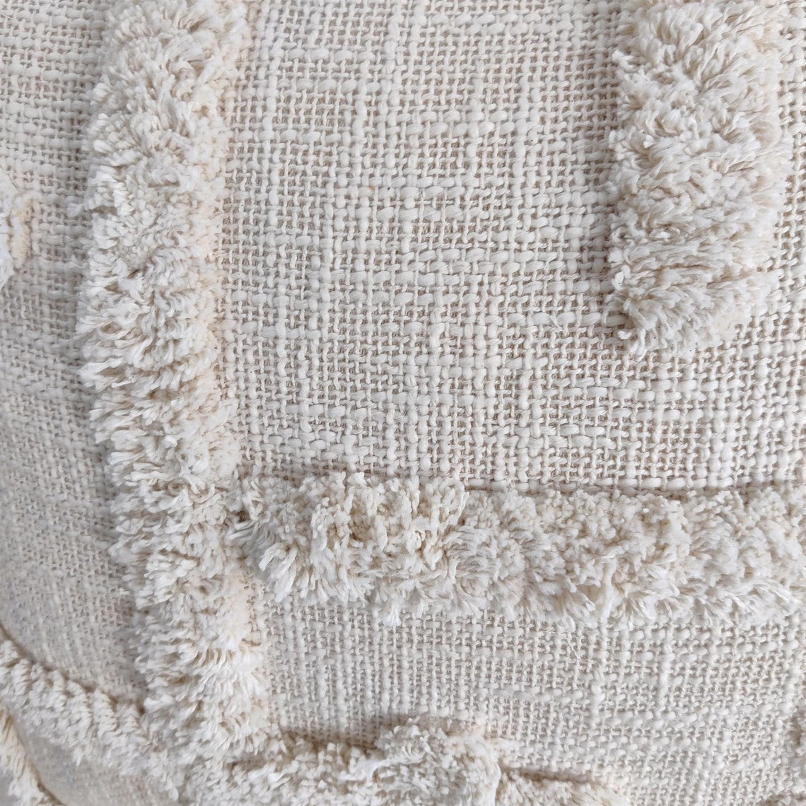 Ivory Natural Raw Cotton Tufted Cushion Cover