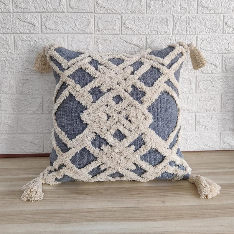 Tufted Textured Cotton Hand Dyed Cushion Cover