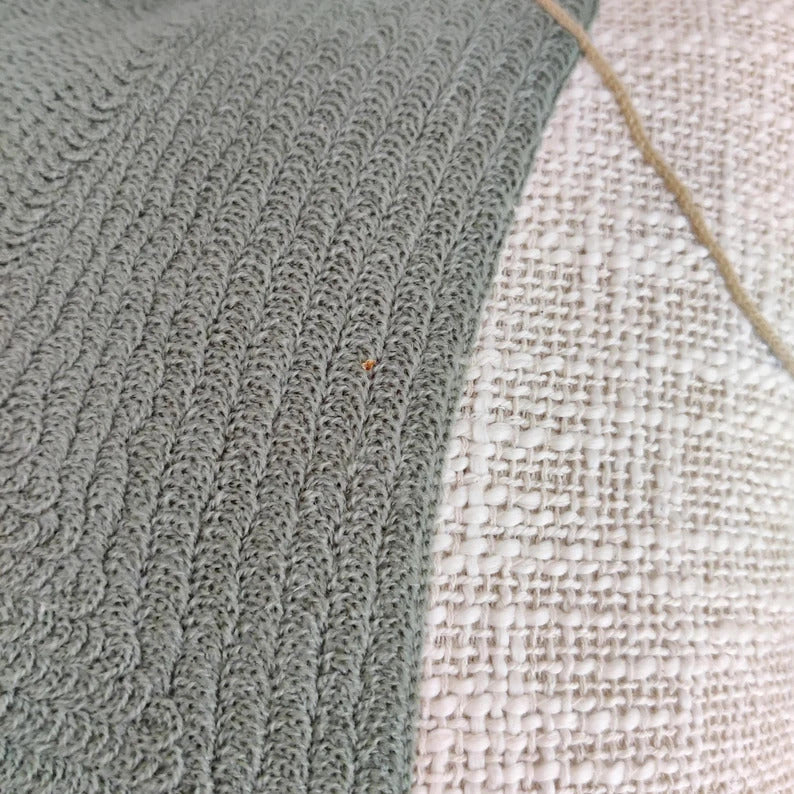 Light Green Cream & Ivory Hand Embroidered Cushion Cover