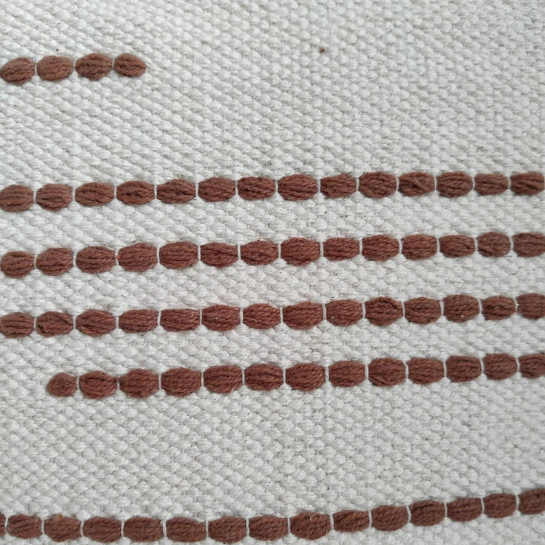 Dusty Orange & Ivory Handloom Woven Cushion Cover