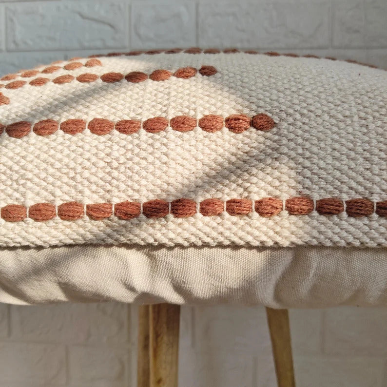 Dusty Orange & Ivory Handloom Woven Cushion Cover