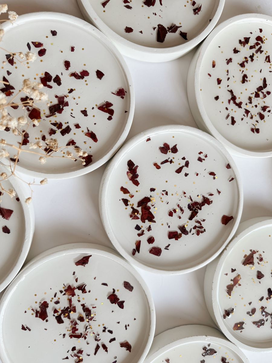Concrete Resin Petals Coasters (Set of 2/4/6)
