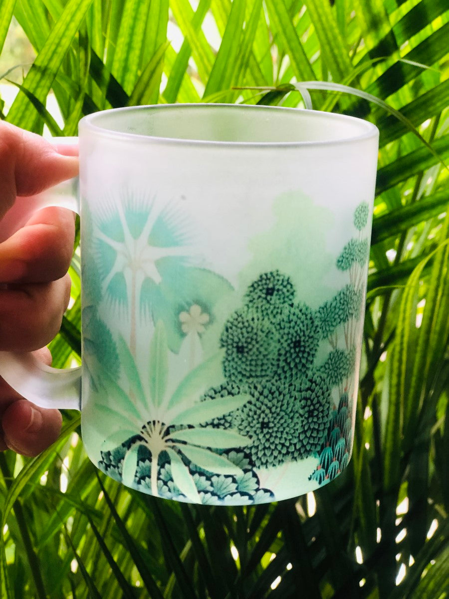Green Printed Frosted Coffee Mug