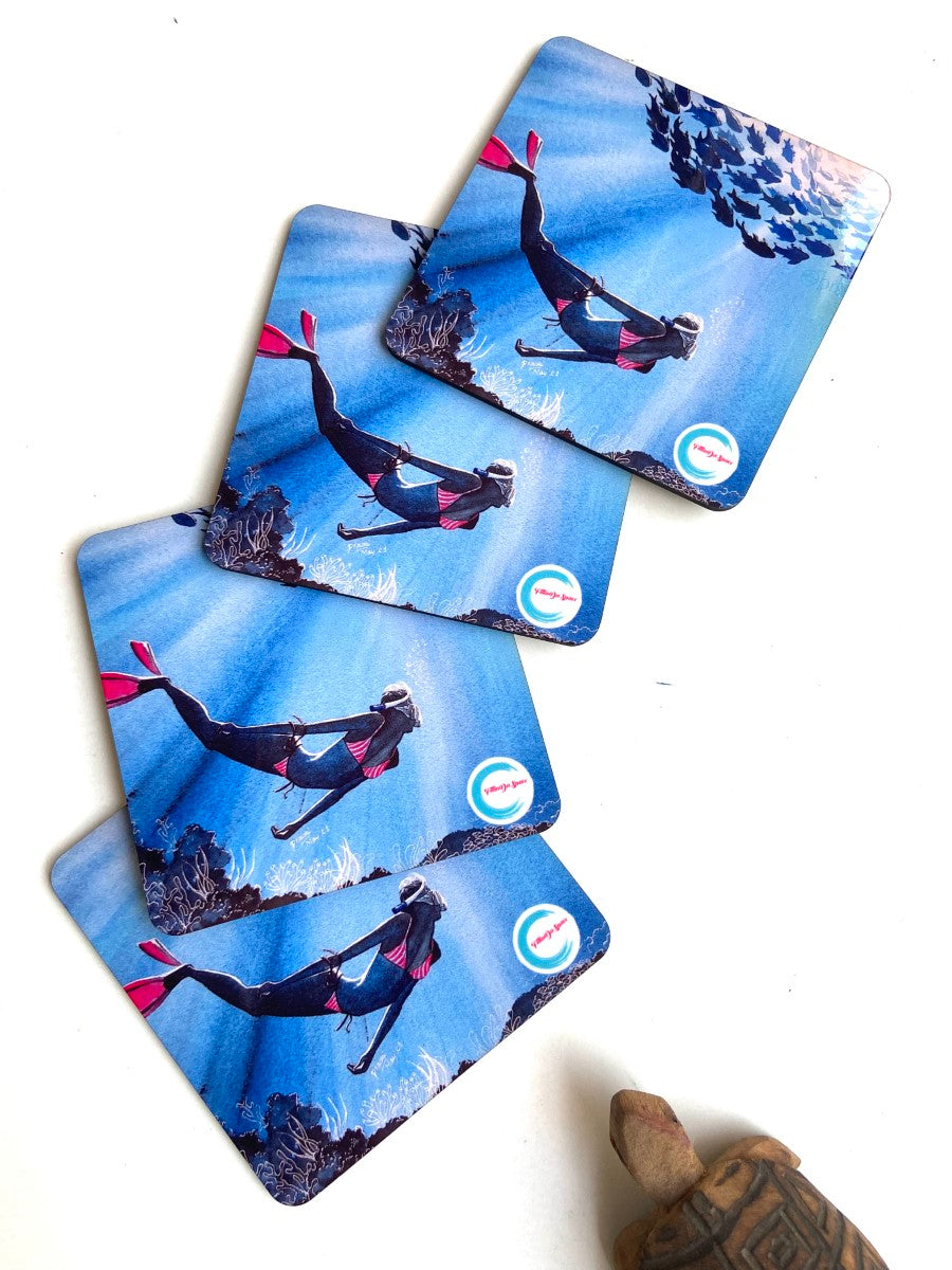 Diving In Dreams Coasters (Set Of 4)