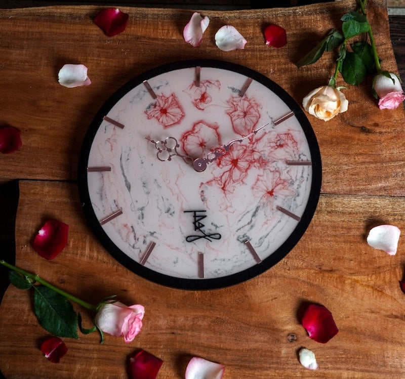 White & Pink Decorative Resin Wall Clock (12")