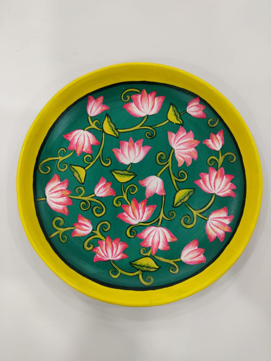 Handpainted Pichwai Lotus Wall Plate-10"