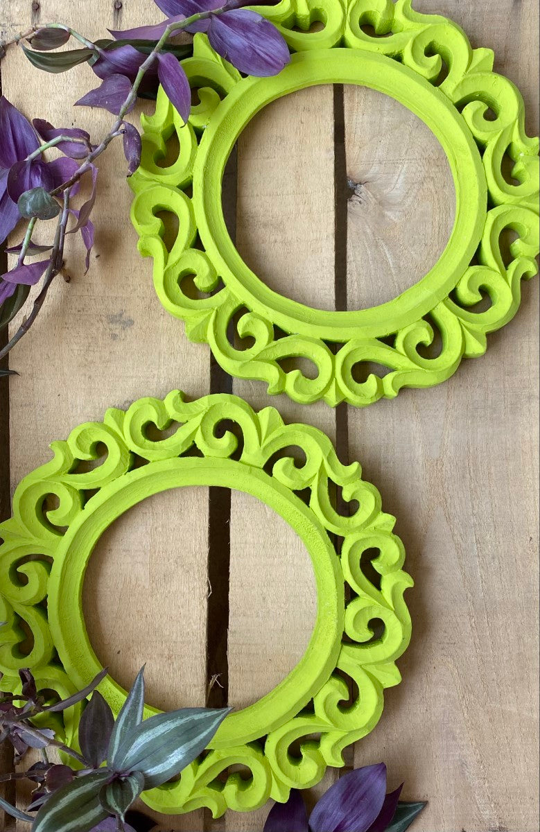 Green Round Wall Frames (Set of 2)