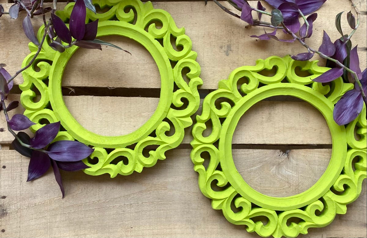 Green Round Wall Frames (Set of 2)