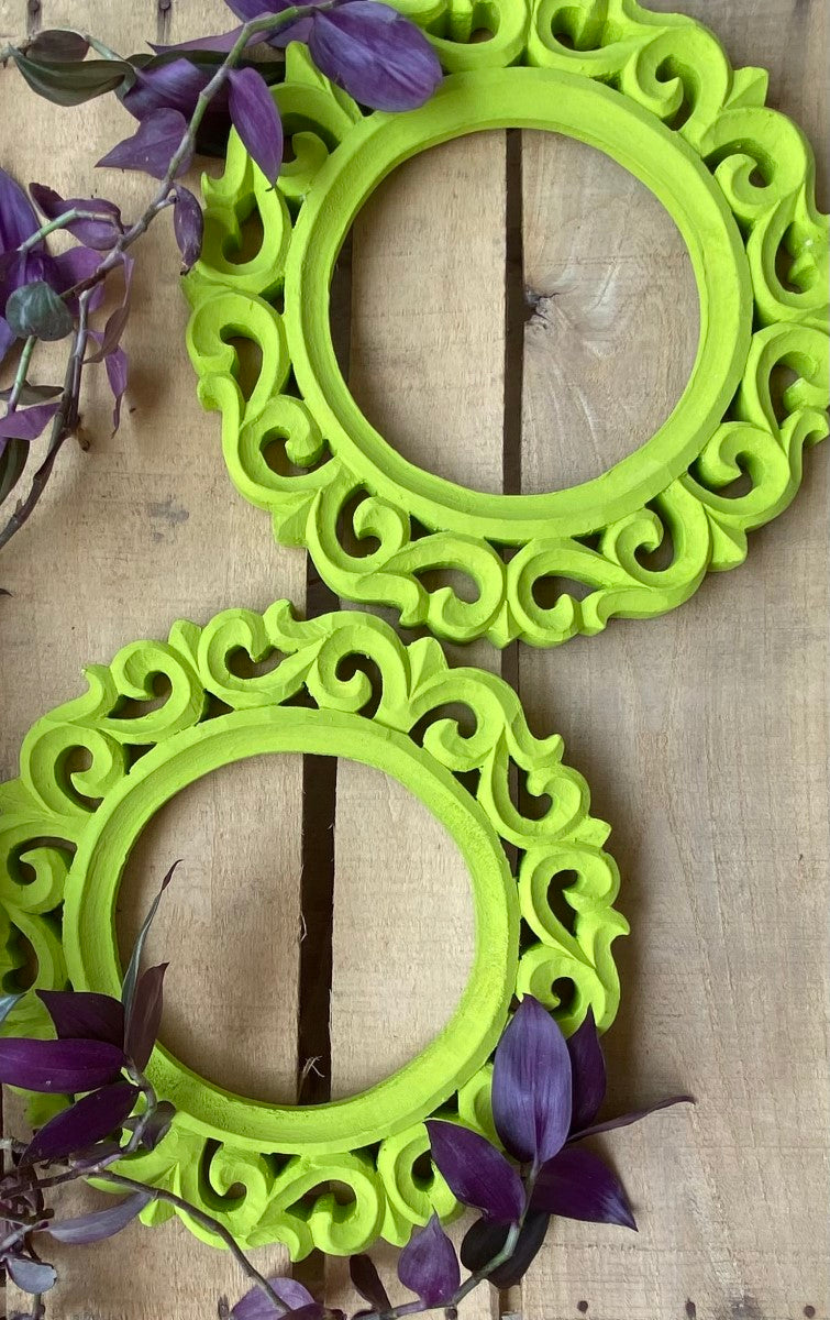 Green Round Wall Frames (Set of 2)