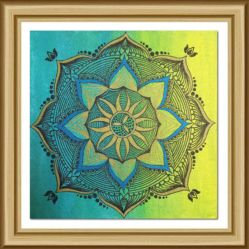 Mandala Mix Media Multicolor Painting (8" X 8")