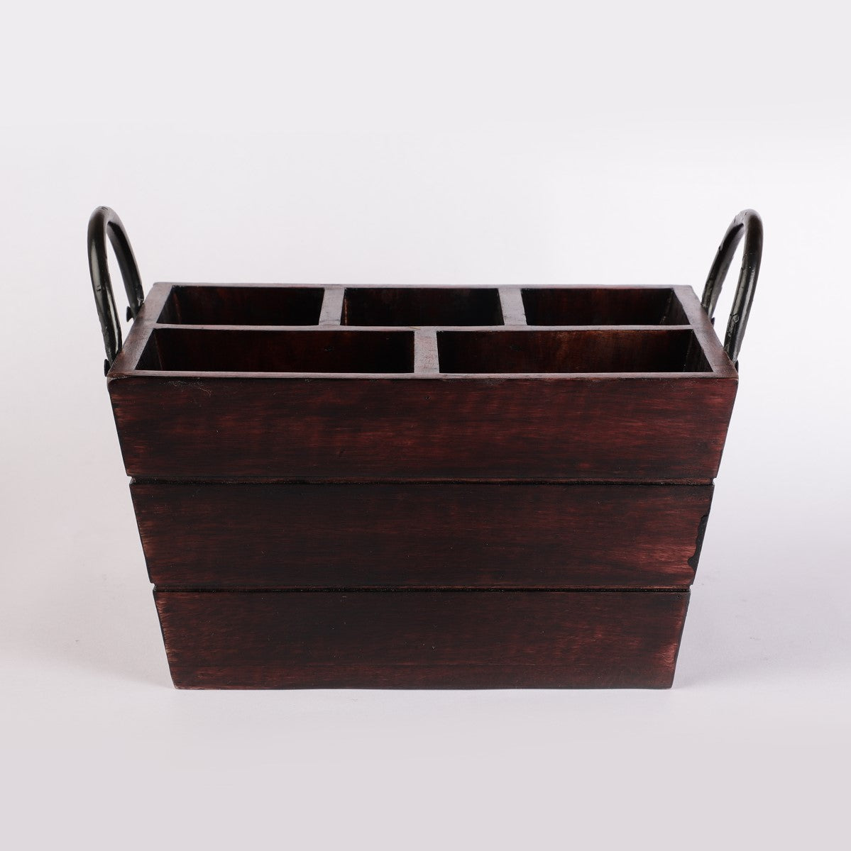 Wooden Finished Cutlery Caddy (5-Sections)