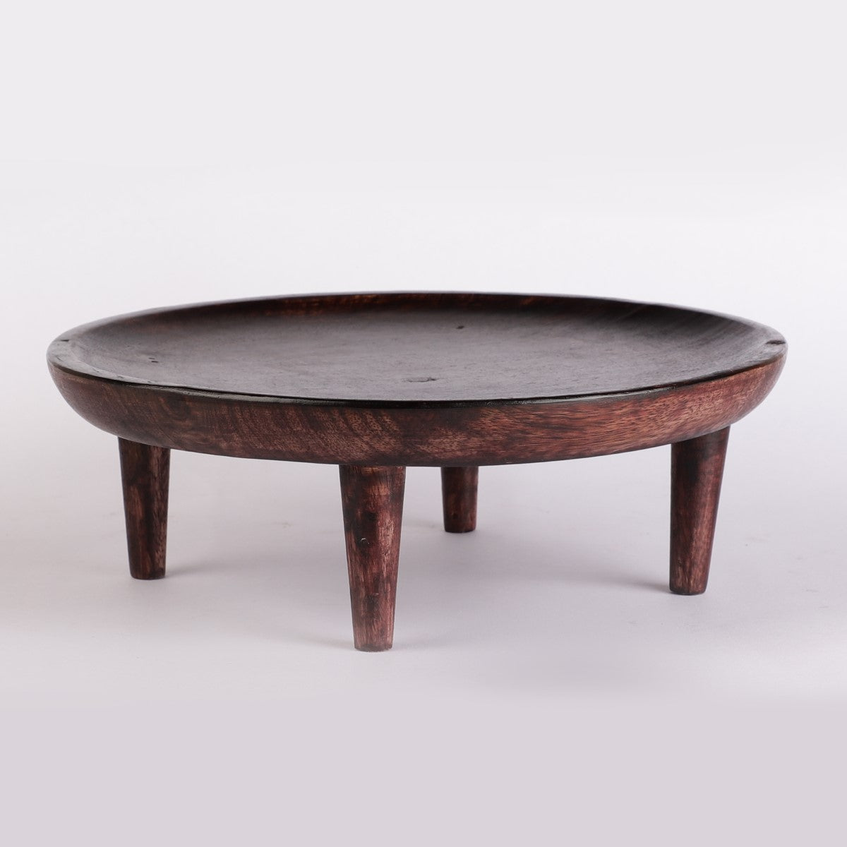 Round Wooden Platter with Legs