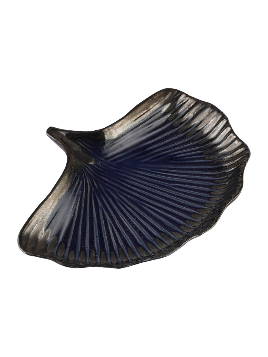 Exotic Glazed Leaf Ceramic Platters (Set of 2)