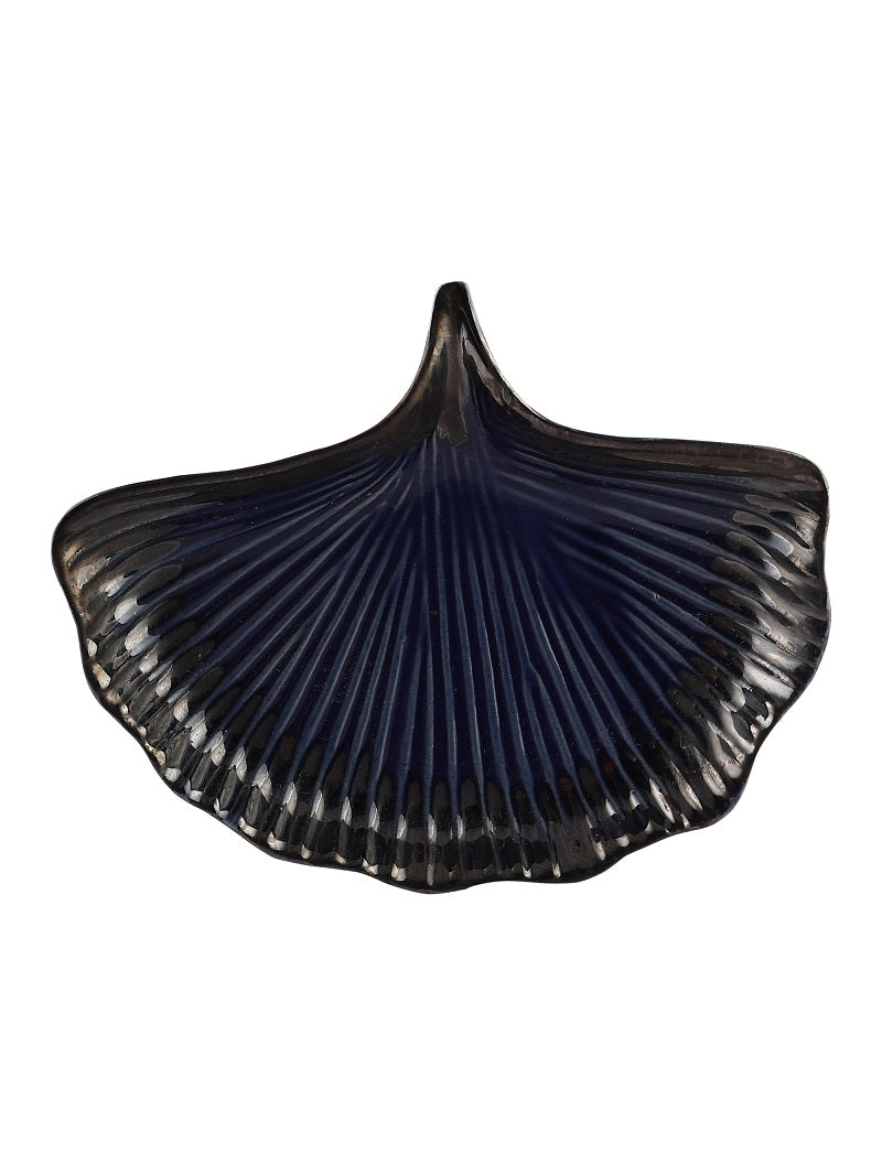Exotic Glazed Leaf Ceramic Platters (Set of 2)