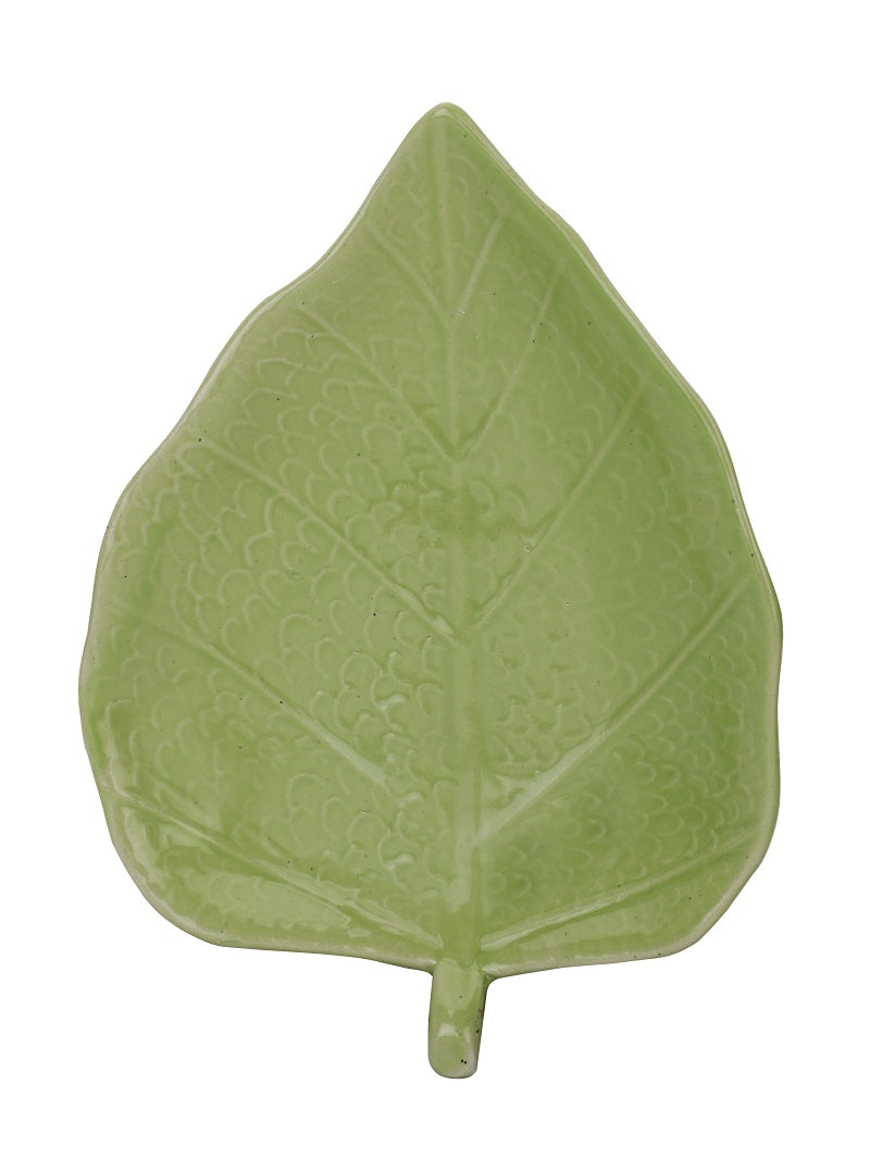 Green Betel Leaf Shaped Serving Platters (Set of 2)