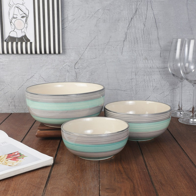 Green & Grey Ceramic Mixing Bowls (Set of 4)
