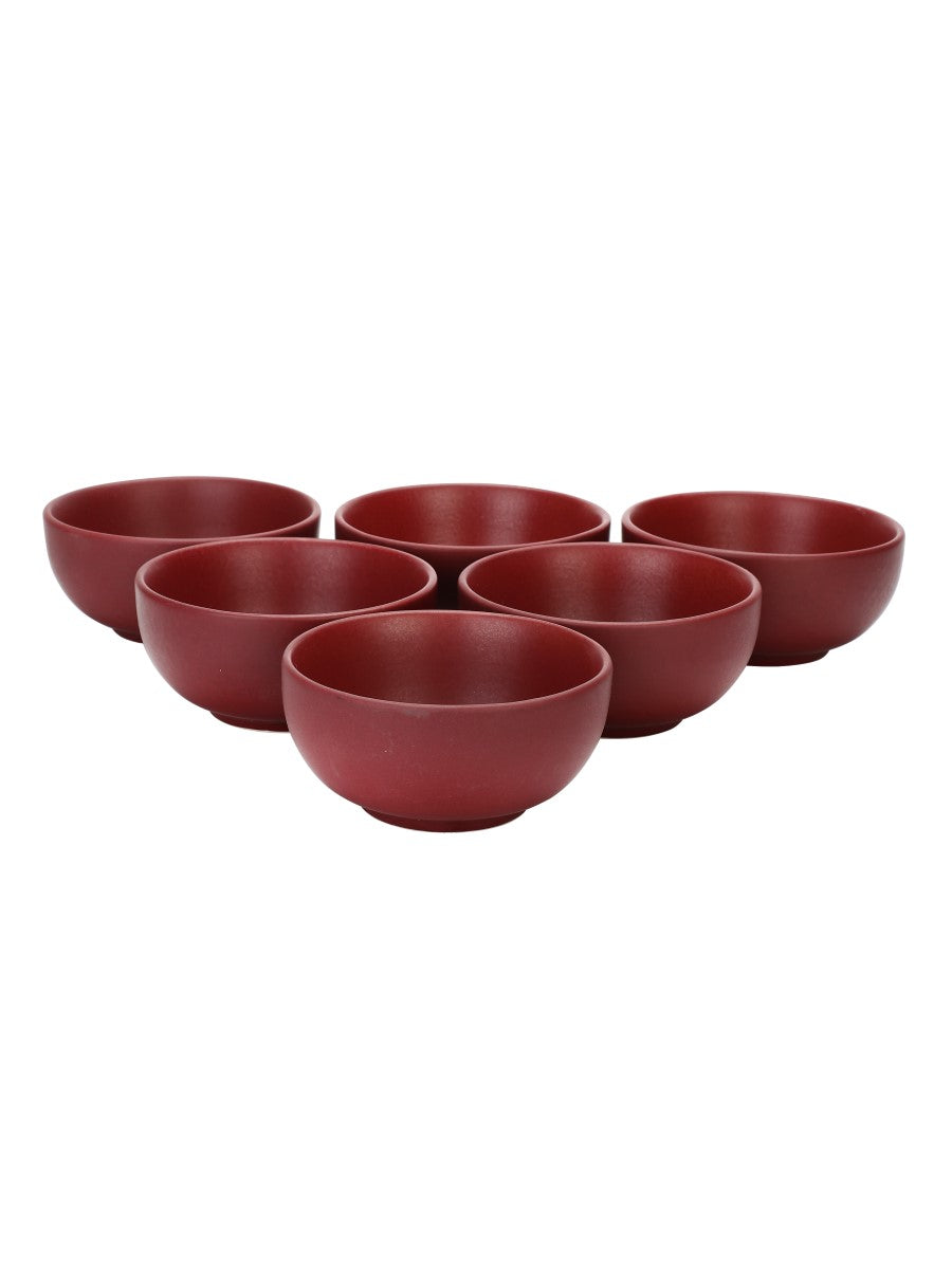 Maroon Ceramic Bowls (Pack of 6)