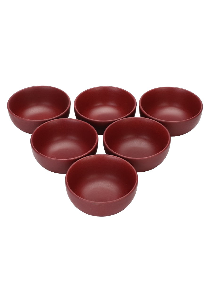 Maroon Ceramic Bowls (Pack of 6)
