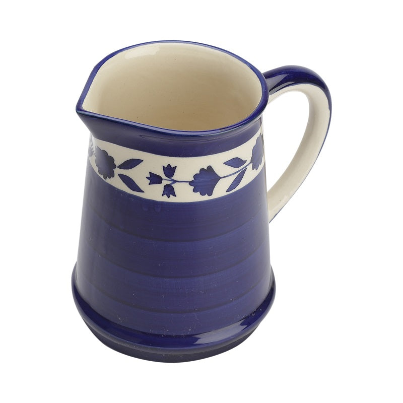 Blue Hand Painted Studio Pottery Ceramic Milk & Water Jug