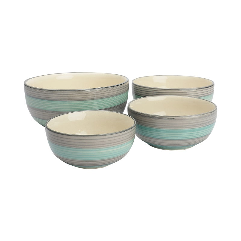 Green & Grey Ceramic Mixing Bowls (Set of 4)