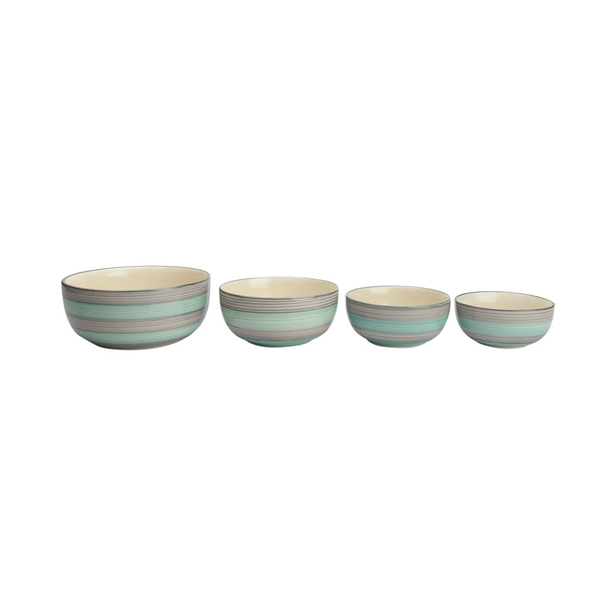 Green & Grey Ceramic Mixing Bowls (Set of 4)