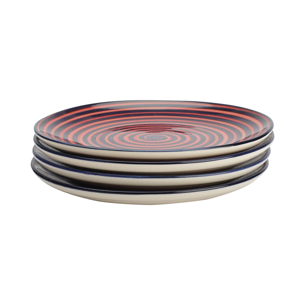 Spiral Ceramic Quarter Plates (Set of 4)
