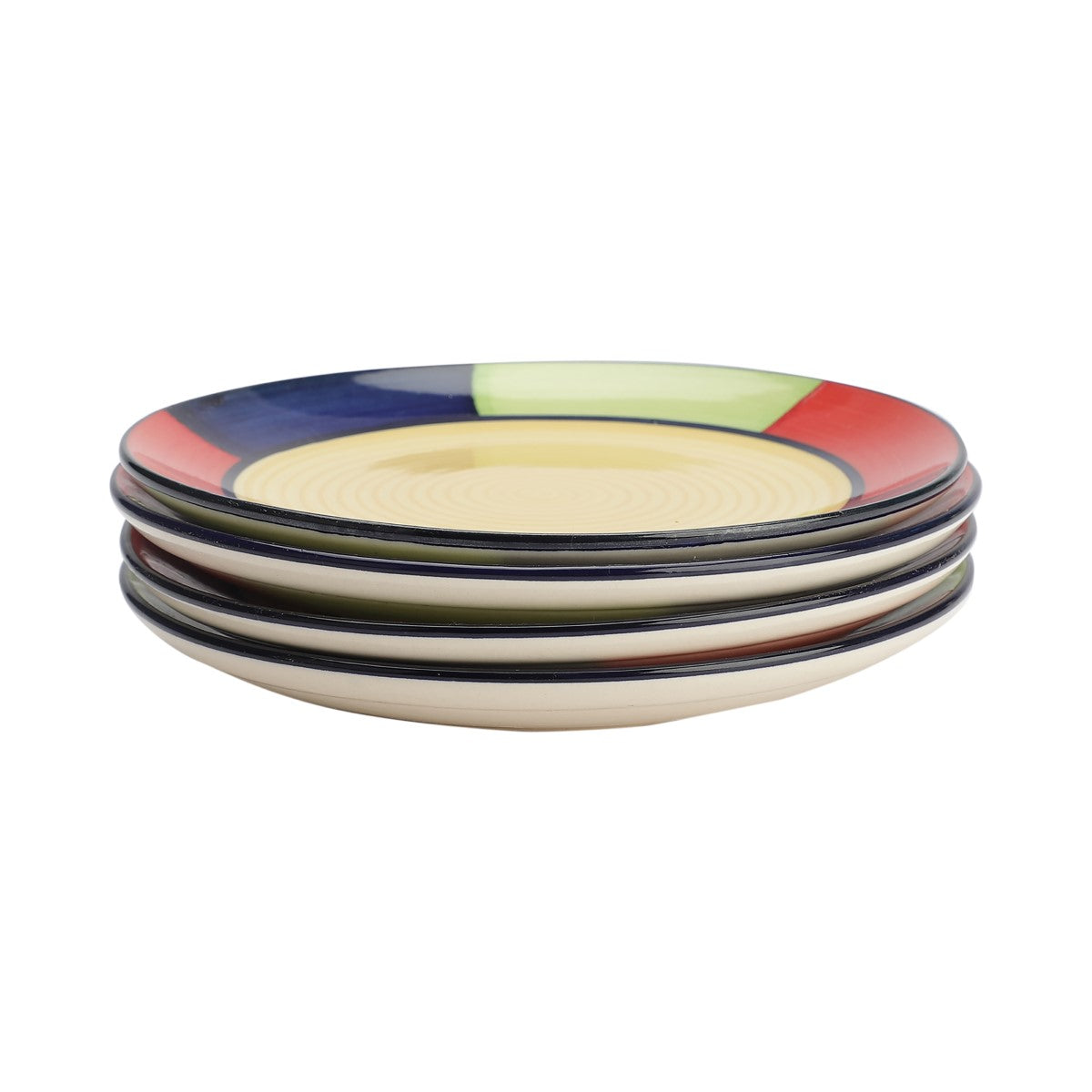 Multicolor Ceramic Quarter Plates (Set of 4)