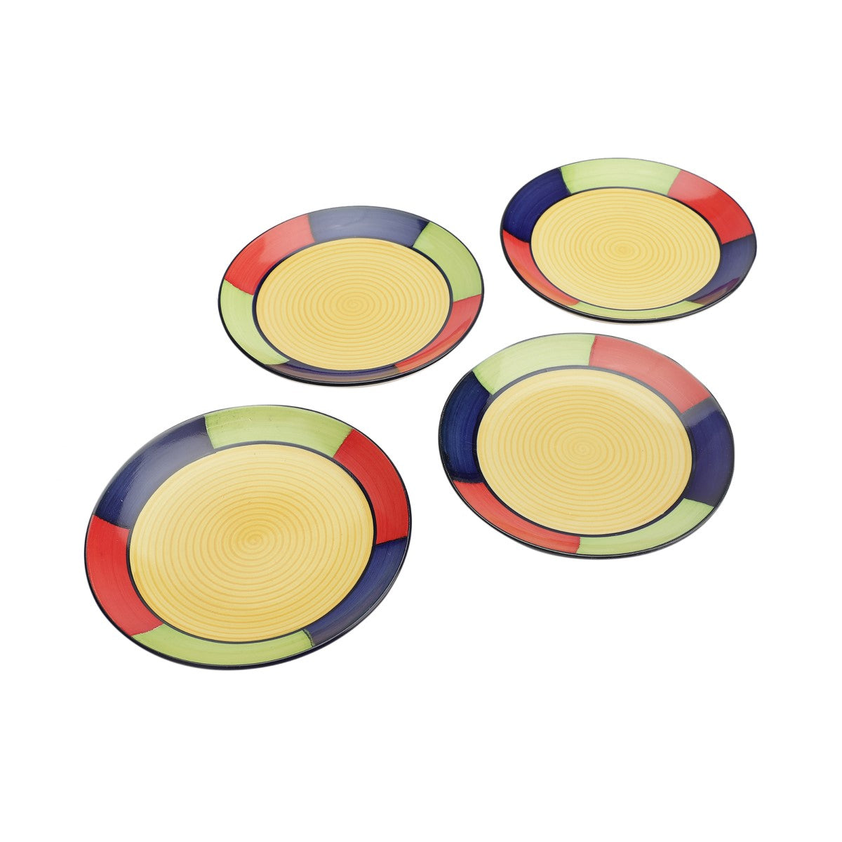 Multicolor Ceramic Quarter Plates (Set of 4)