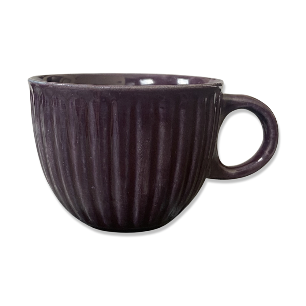 Chic Purple-Red Tea Cups with Saucers (Set of 6)