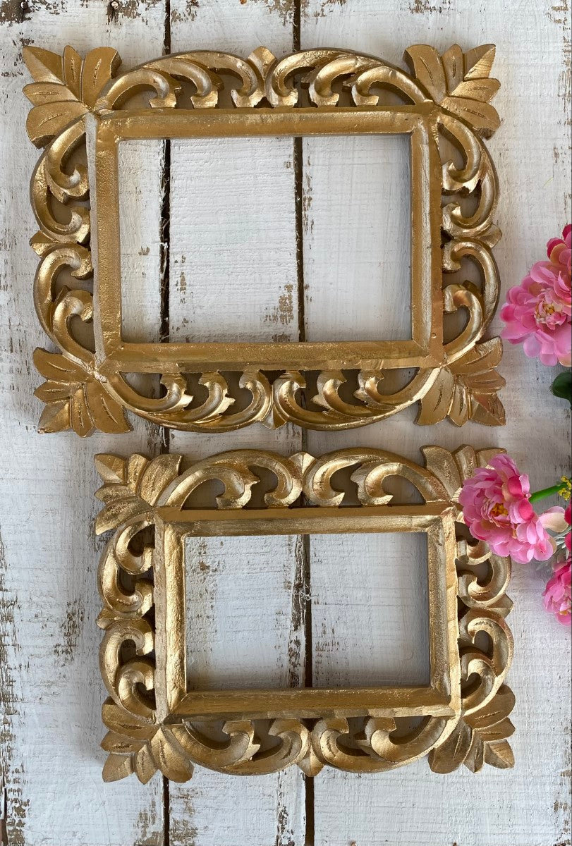 Bright Golden Rectangular Wall Frame (Set of 2/4)