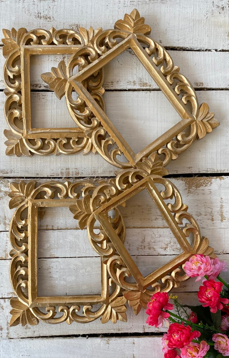 Bright Golden Rectangular Wall Frame (Set of 2/4)