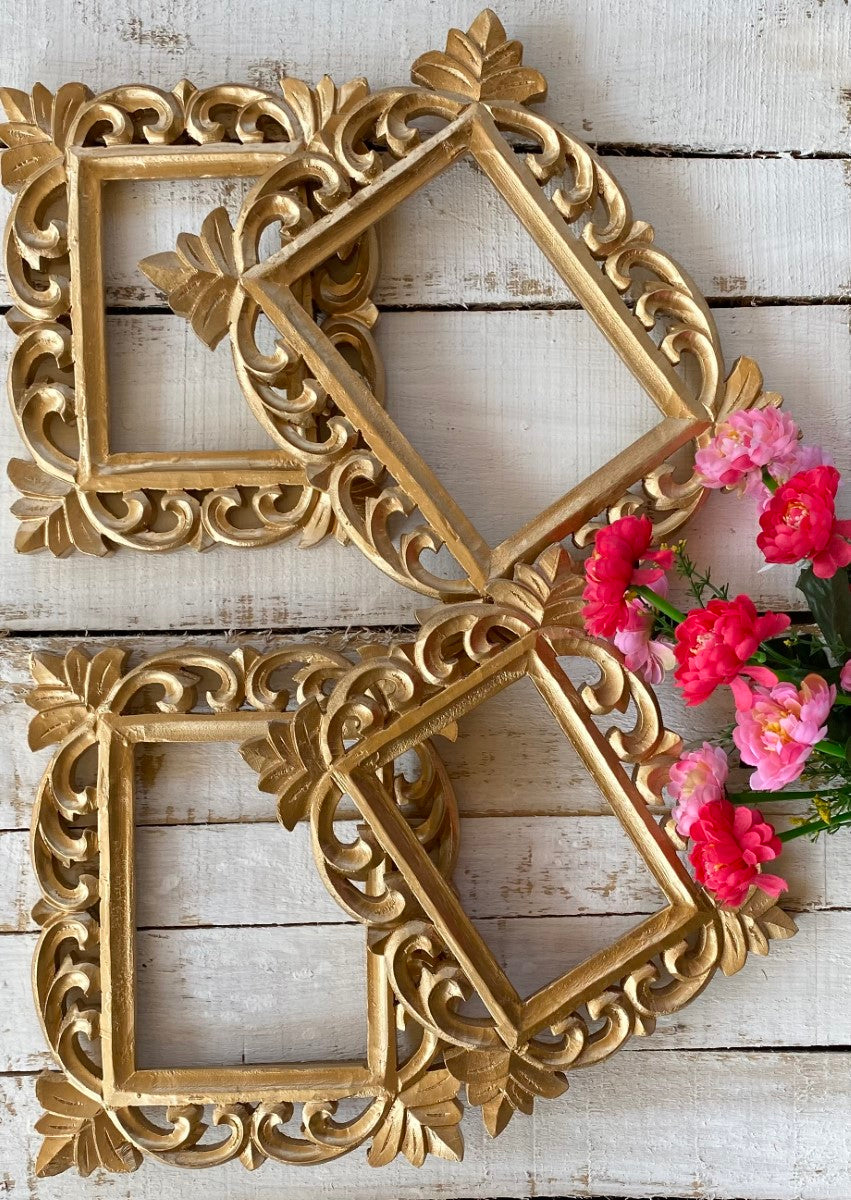 Bright Golden Rectangular Wall Frame (Set of 2/4)