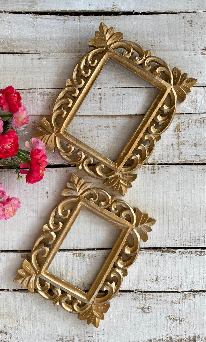 Bright Golden Rectangular Wall Frame (Set of 2/4)