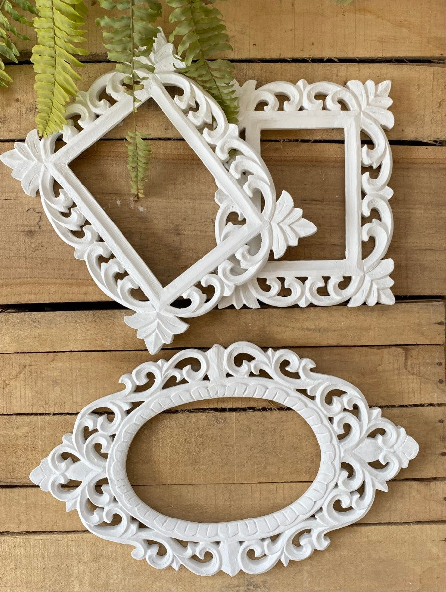 White Oval Rectangular Wall Decorative Set
