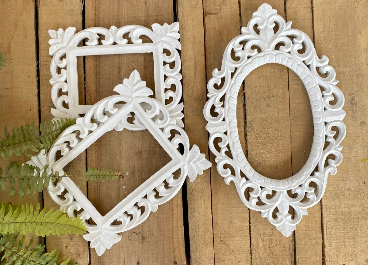 White Oval Rectangular Wall Decorative Set