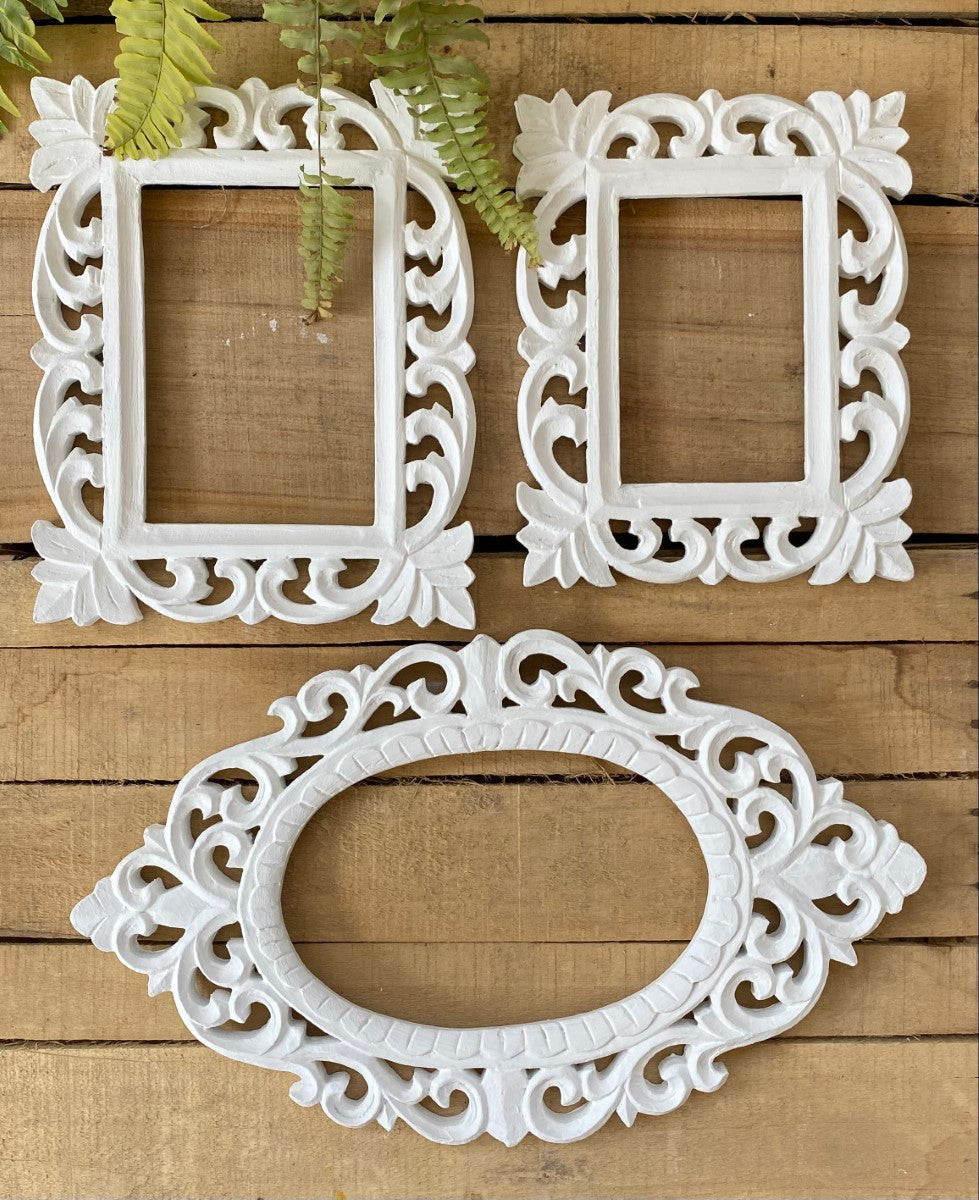 White Oval Rectangular Wall Decorative Set