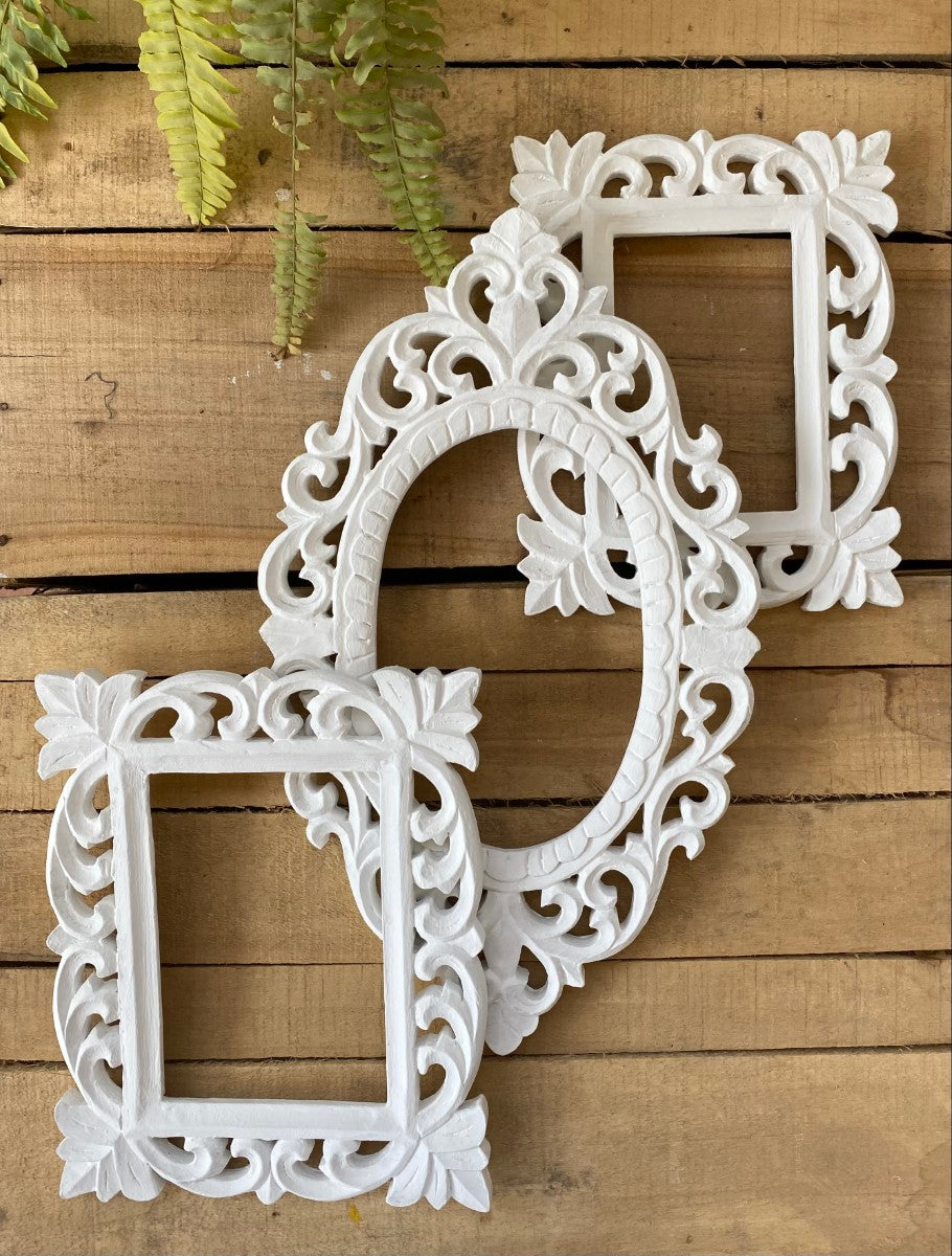 White Oval Rectangular Wall Decorative Set