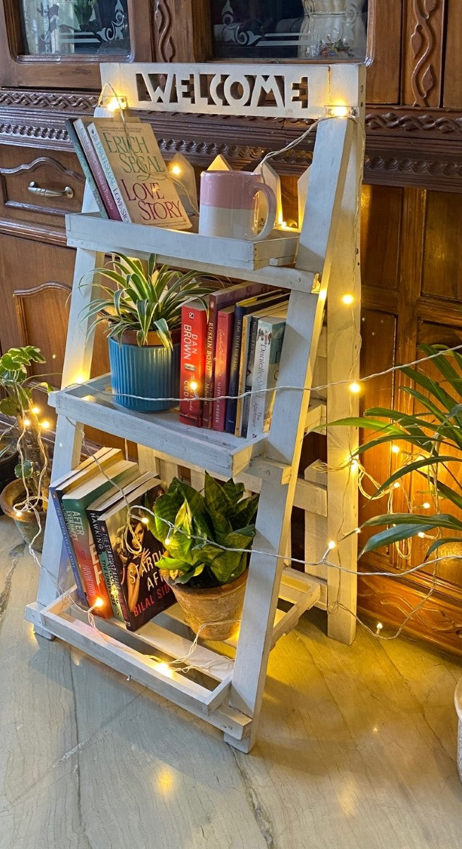 Wooden White Book or Planter Shelf