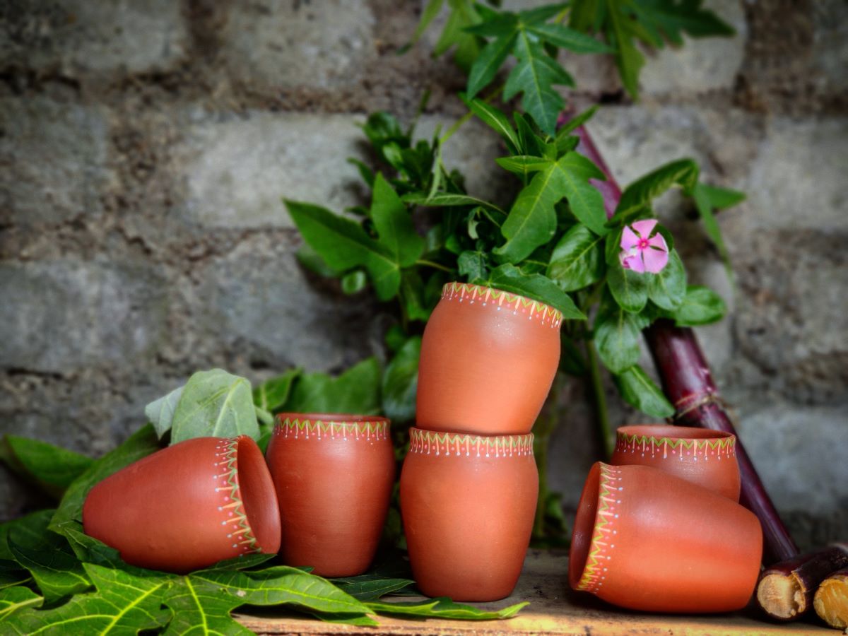 Handpainted Terracotta Kullhad  Indian Theme (Set Of 6)