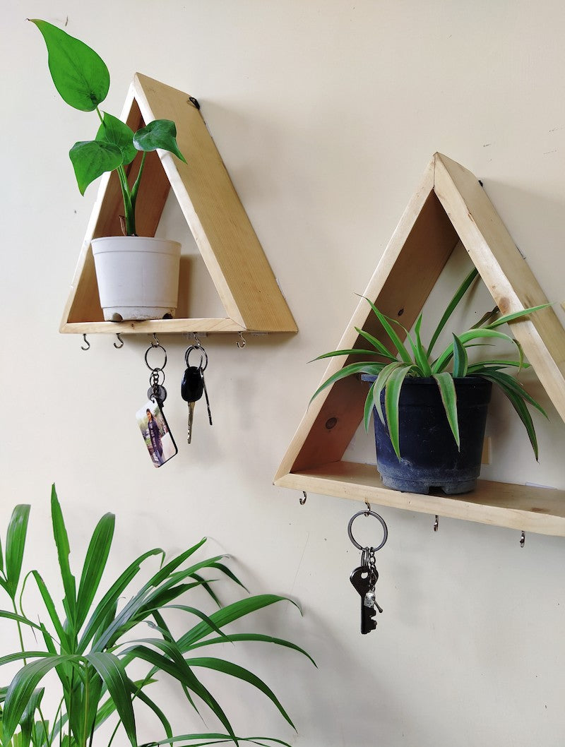 Keyholder cum Floating Wall Shelf (Set of 2)