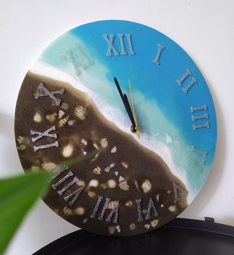 Resin Work Blue Oceanic Clock