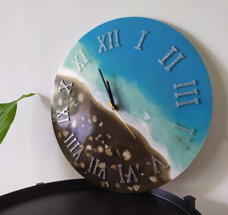 Resin Work Blue Oceanic Clock